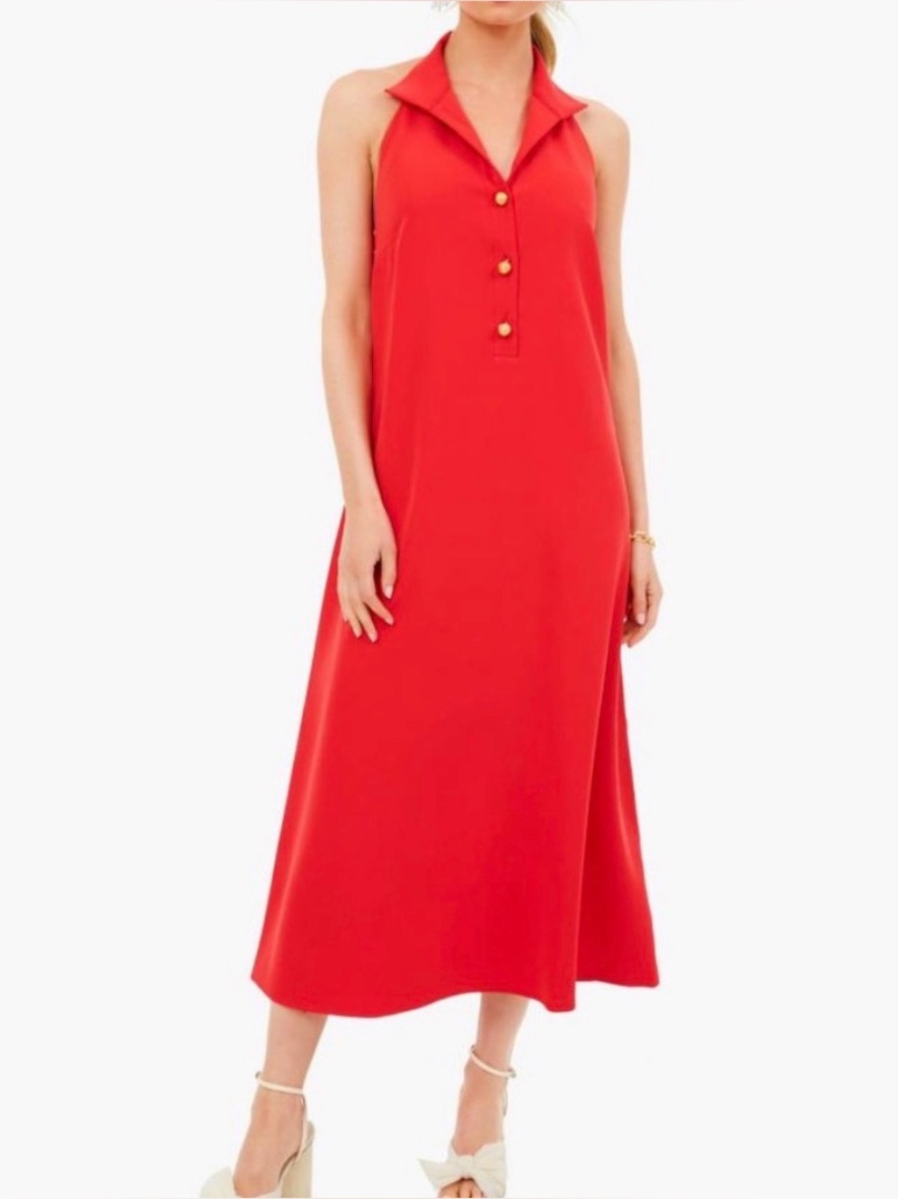 Turtleneck Red Halter Midi Dress Size Medium